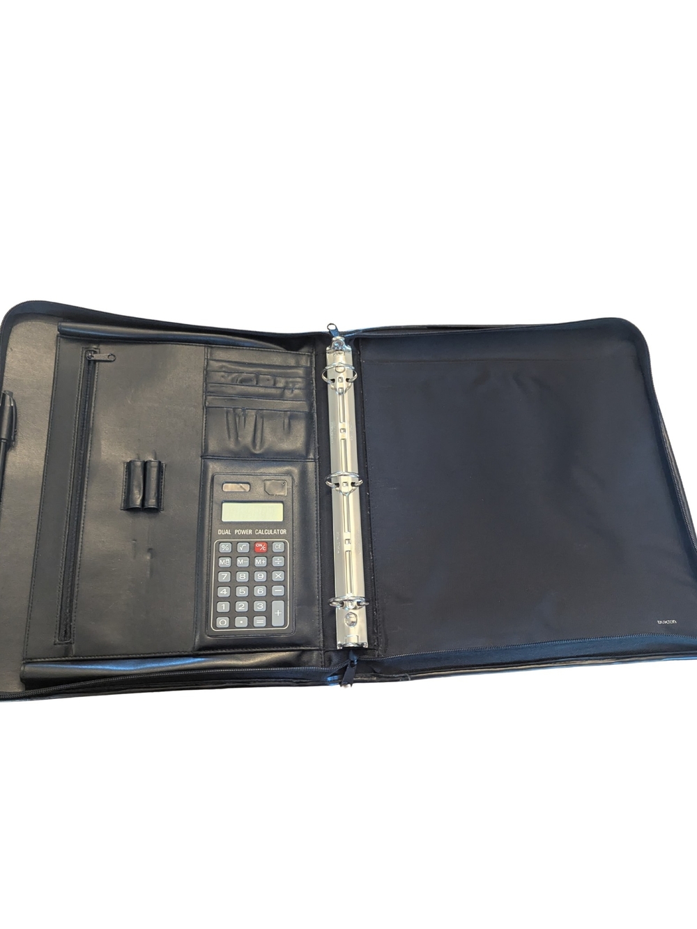 Buxton Black Leather Zippered Padfolio Portfolio Organizer Refillable Notepad